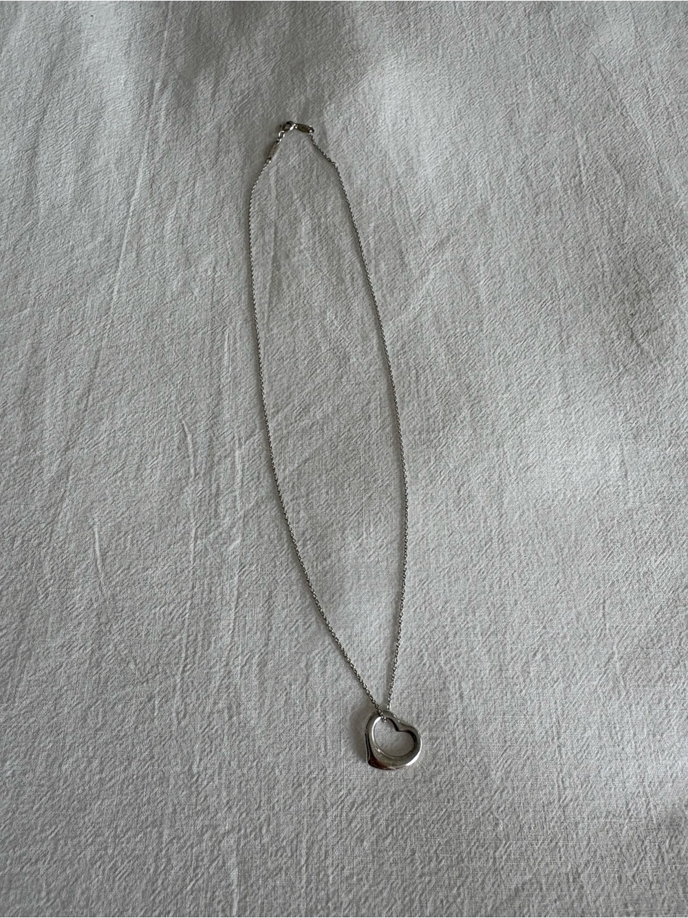 Authentic Tiffany & Co. Elsa Peretti 16mm Open Heart Necklace Sterling Silver